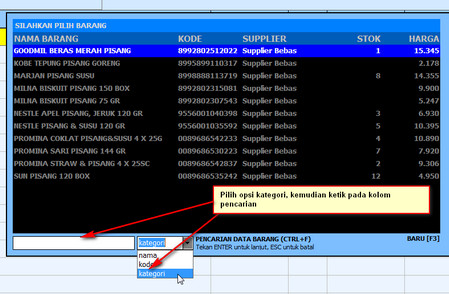 Menampilkan Data Barang Berdasarkan Kategori dalam Form Penjualan Barang 3